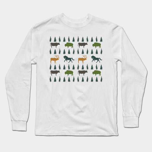 Way Out West (Highland) Long Sleeve T-Shirt by Cascade Patterns